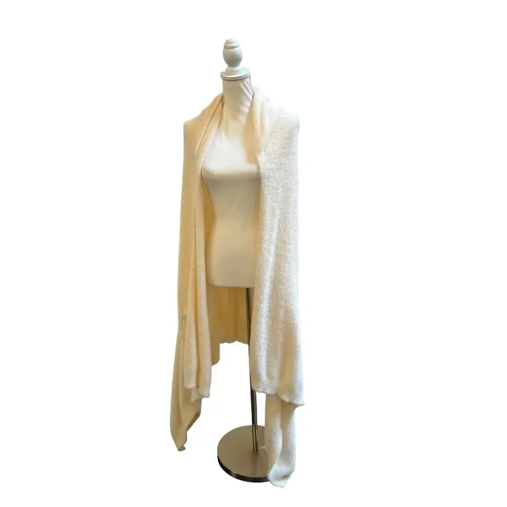 Aerie Hooded Cape Wrap One Size Ivory Cream Soft Knit Cozy Layering Shawl EUC